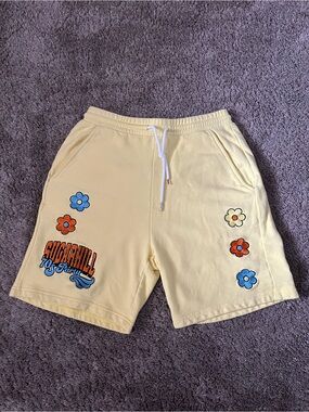 Sugar Hill Groovy Shorts (Yellow French Terry) Men Size M Embroidered